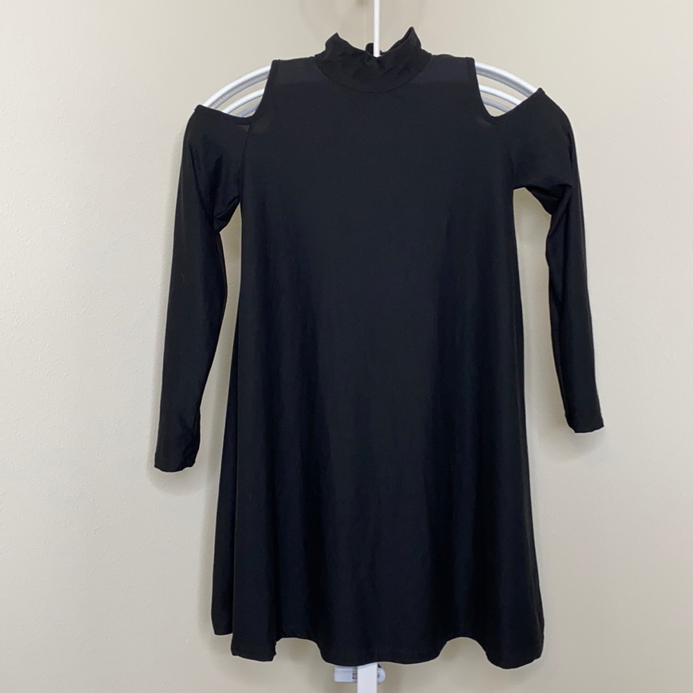 Black off the Shoulder Turtleneck Dress